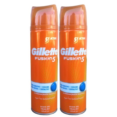 Gillette Fusion5 Ultra sensitive cooling gel na holení 2 x 200 ml 